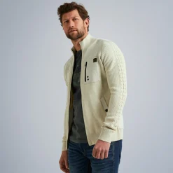 PME Legend Tops*Cardigan In A Material Mix Beige