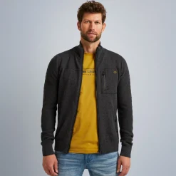 PME Legend Tops*Cardigan In A Material Mix Grey