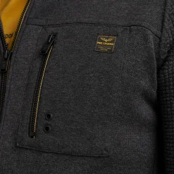 PME Legend Tops*Cardigan In A Material Mix Grey