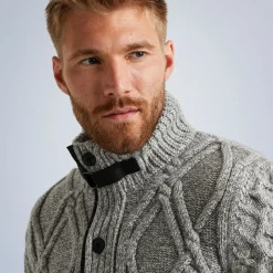 PME Legend Tops*Cardigan In A Wool Blend Grey