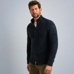 PME Legend Tops*Cardigan In Wool Blend Blue