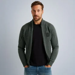PME Legend Tops*Cardigan With Different Textures Grey
