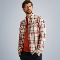 PME Legend Tops*Long Sleeve Shirt Ctn Yd Slub Check Red