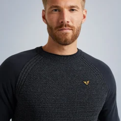 PME Legend Tops*Pullover In A Material Mix Blue