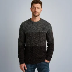 PME Legend Tops*Pullover With Cable Pattern Grey