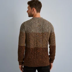 PME Legend Tops*Pullover With Cable Pattern Brown