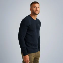 PME Legend Tops*Pullover With Different Structures Blue