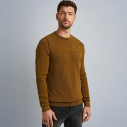 PME Legend Tops*Pullover With Different Textures Brown