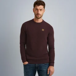 PME Legend Tops*Pullover With Different Textures Brown