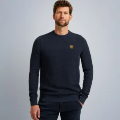 PME Legend Tops*Pullover With Different Textures Blue