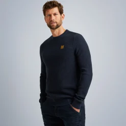 PME Legend Tops*Pullover With Different Textures Blue