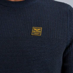 PME Legend Tops*Pullover With Different Textures Blue