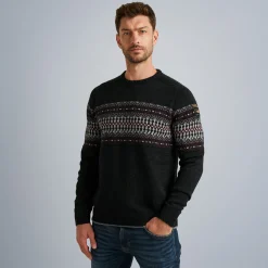 PME Legend Tops*Pullover With Fair Isle Pattern Grey