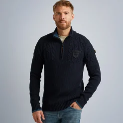 PME Legend Tops*Pullover With Half Zipper Blue
