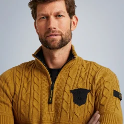 PME Legend Tops*Pullover With Half Zipper Brown