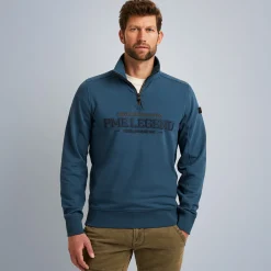 PME Legend Tops*Pullover With Half Zipper Blue