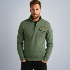 PME Legend Tops*Pullover With Half Zipper Green