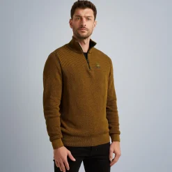 PME Legend Tops*Pullover With Half Zipper Brown