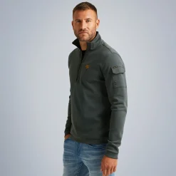 PME Legend Tops*Pullover With Half Zipper Green