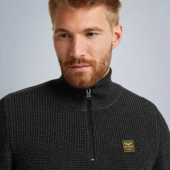 PME Legend Tops*Pullover With Half Zipper Grey