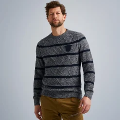 PME Legend Tops*Pullover With Knitted-In Textures Blue