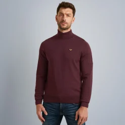 PME Legend Tops*Pullover With Stand-Up Collar Brown
