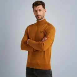 PME Legend Tops*Pullover With Stand-Up Collar Brown
