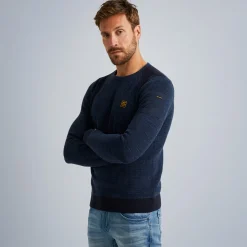 PME Legend Tops*Rib Knit Pullover With Cargo Pocket Blue