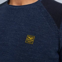 PME Legend Tops*Rib Knit Pullover With Cargo Pocket Blue