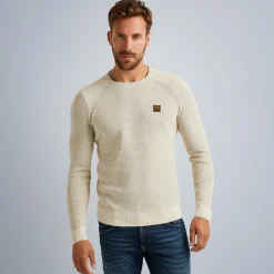 PME Legend Tops*Rib Knit Pullover With Cargo Pocket Beige