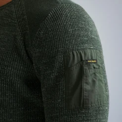 PME Legend Tops*Rib Knit Pullover With Cargo Pocket Green