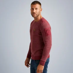 PME Legend Tops*Rib Knit Pullover With Cargo Pocket Red