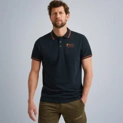 PME Legend Tops*Short Sleeve Polo Solid Pique Blue