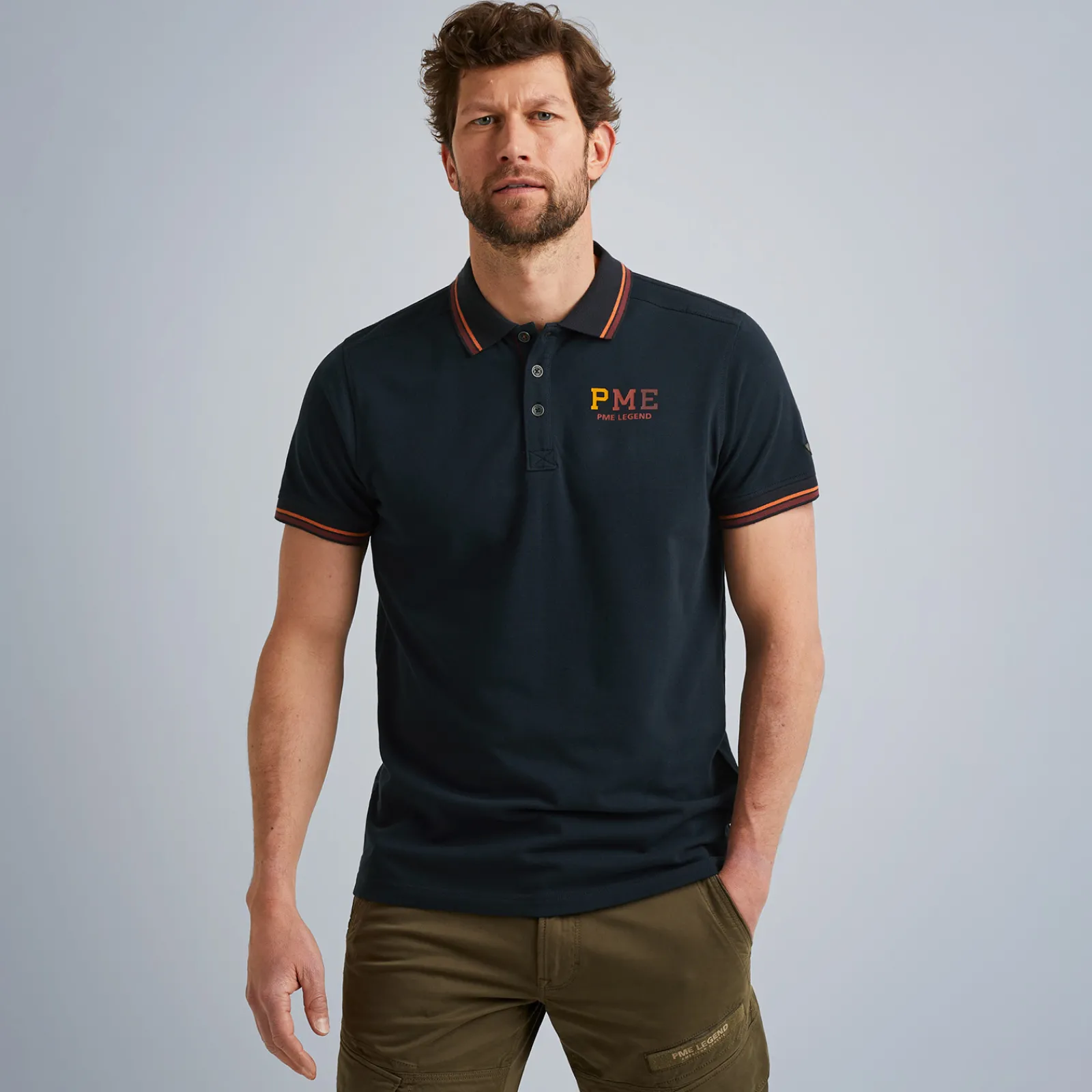 PME Legend Tops*Short Sleeve Polo Solid Pique Blue