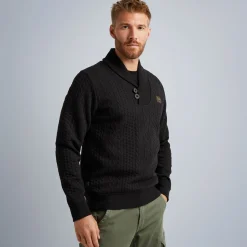 PME Legend Tops*Sweatshirt With Cable Pattern Black