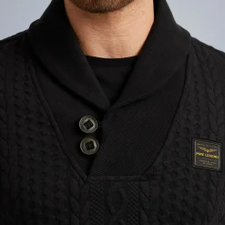 PME Legend Tops*Sweatshirt With Cable Pattern Black