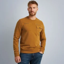 PME Legend Tops*Sweatshirt With Cold-Dye Wash Brown