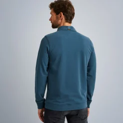 PME Legend Tops*Sweatshirt With Polo Collar Blue