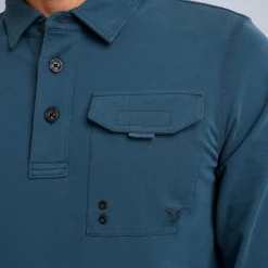 PME Legend Tops*Sweatshirt With Polo Collar Blue