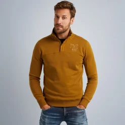 PME Legend Tops*Sweatshirt With Stand-Up Collar Brown