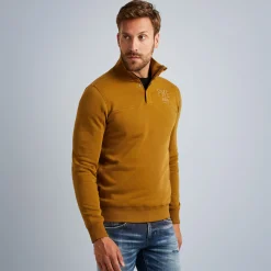 PME Legend Tops*Sweatshirt With Stand-Up Collar Brown