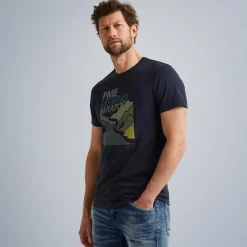 PME Legend Tops*T-Shirt In Jersey With Artwork Blue